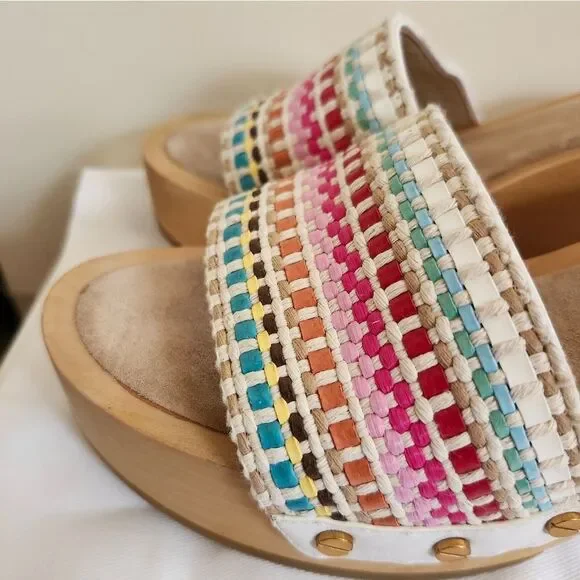 Veronica Beard Hannalee Woven Vamp w/Gold Studs Mules Sz.6.5 Ret.$330 in Dustbag - Picture 15 of 16